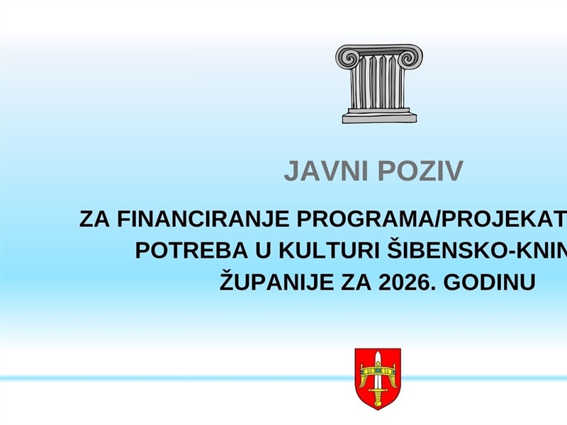 Javni poziv za financiranje kulturnih programa i projekata Šibensko-kninske županije u 2026. godini otvoren do 31. listopada