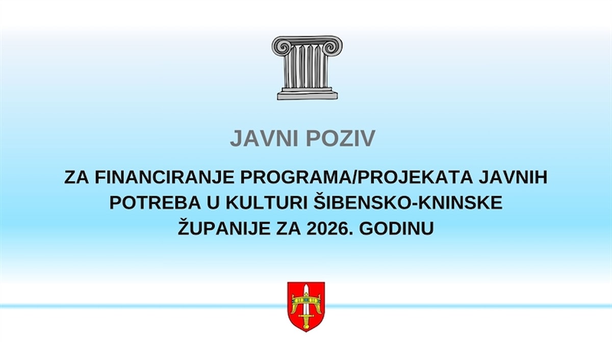 Javni poziv za financiranje kulturnih programa i projekata Šibensko-kninske županije u 2026. godini otvoren do 31. listopada