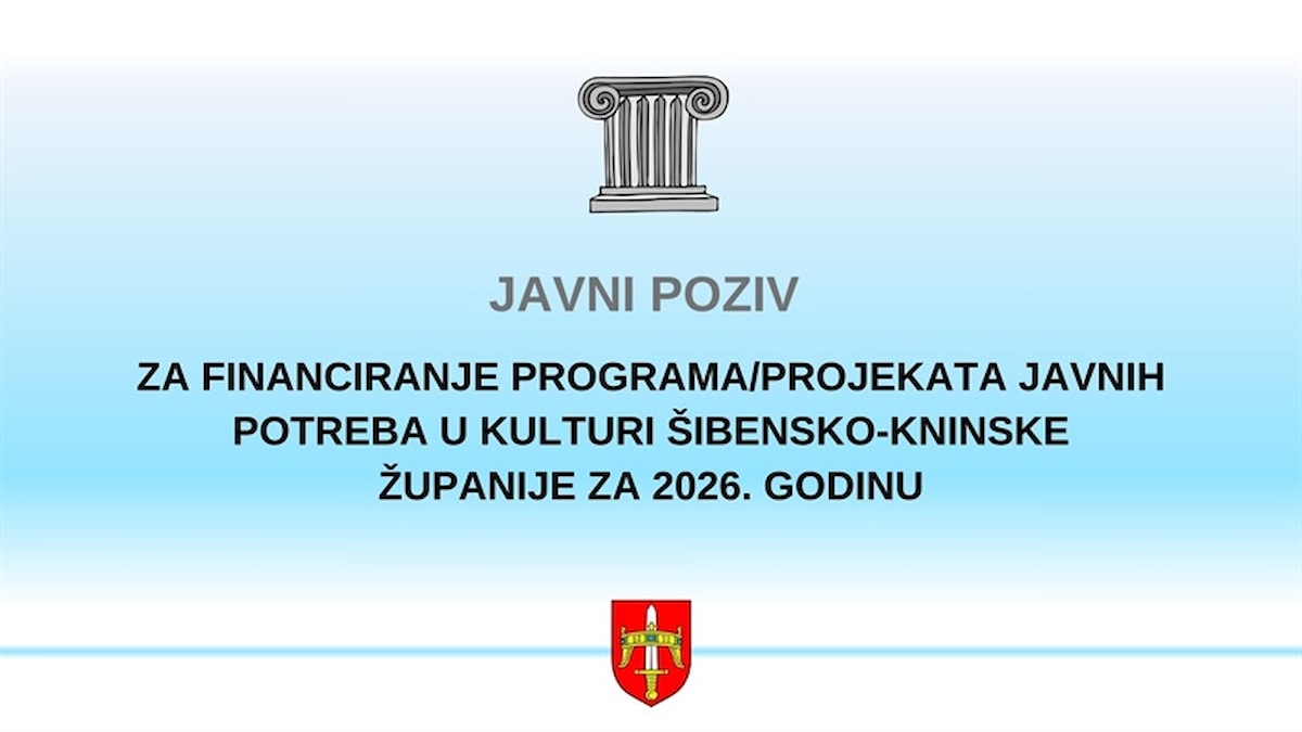 Javni poziv za financiranje kulturnih programa i projekata Šibensko-kninske županije u 2026. godini otvoren do 31. listopada
