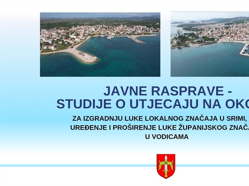 Objavljene dvije javne rasprave vezane uz studije o utjecaju na okoliš za uređenje luka u Srimi i Vodicama