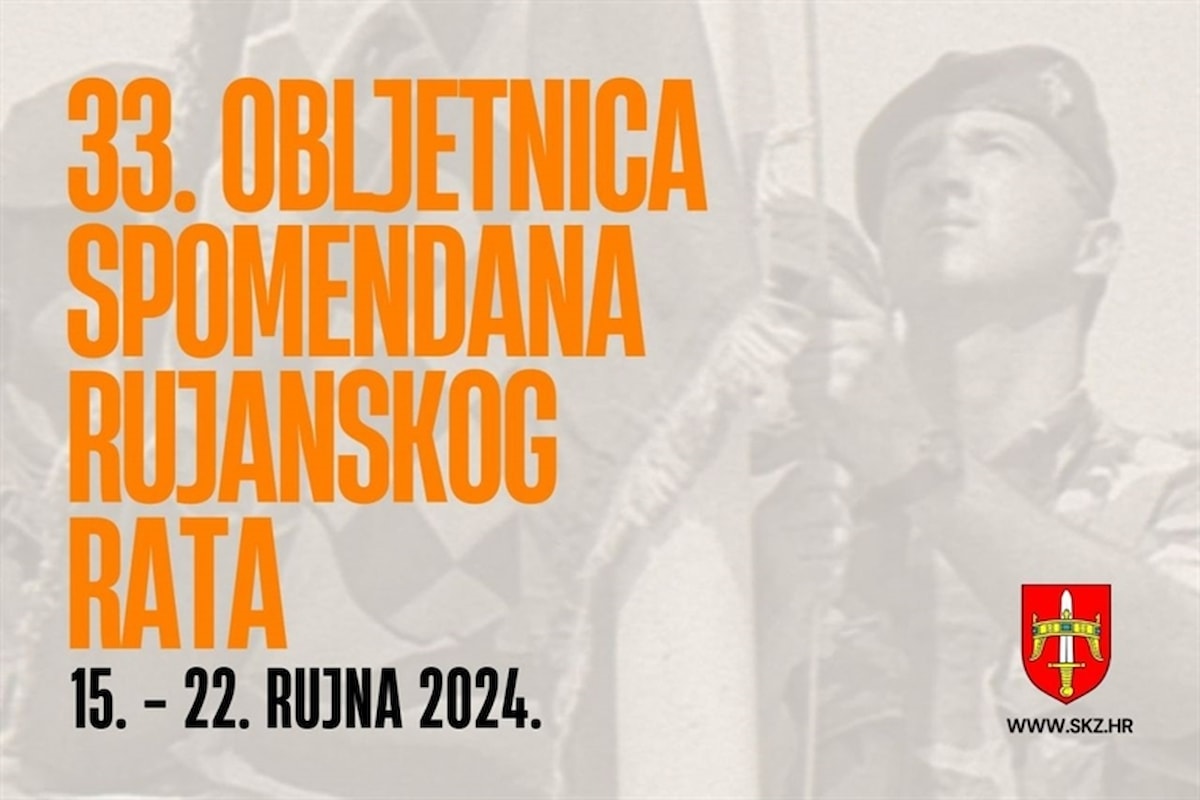 Objavljen program obilježavanja 33. obljetnice Spomendana Rujanskog rata (15. - 22. rujna 2024.)