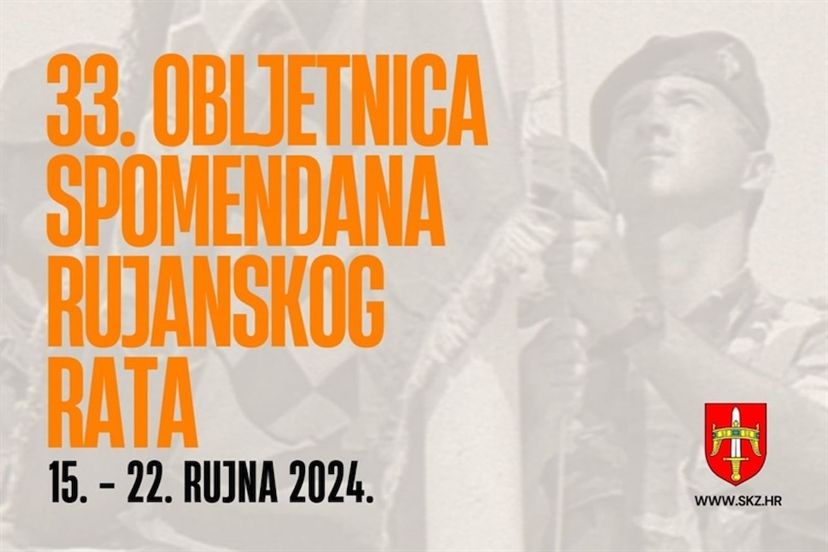 Objavljen program obilježavanja 33. obljetnice Spomendana Rujanskog rata (15. - 22. rujna 2024.)