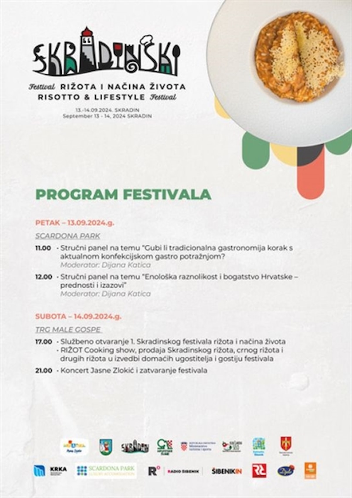 OBAVIJEST: Izmjene u programu 1. Skradinskog festivala rižota i načina života