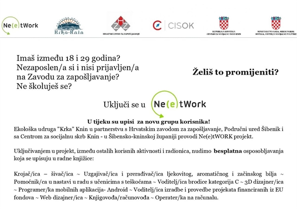 Poziv nezaposlenim mladim ljudima u dobi između 18 i 29 godina