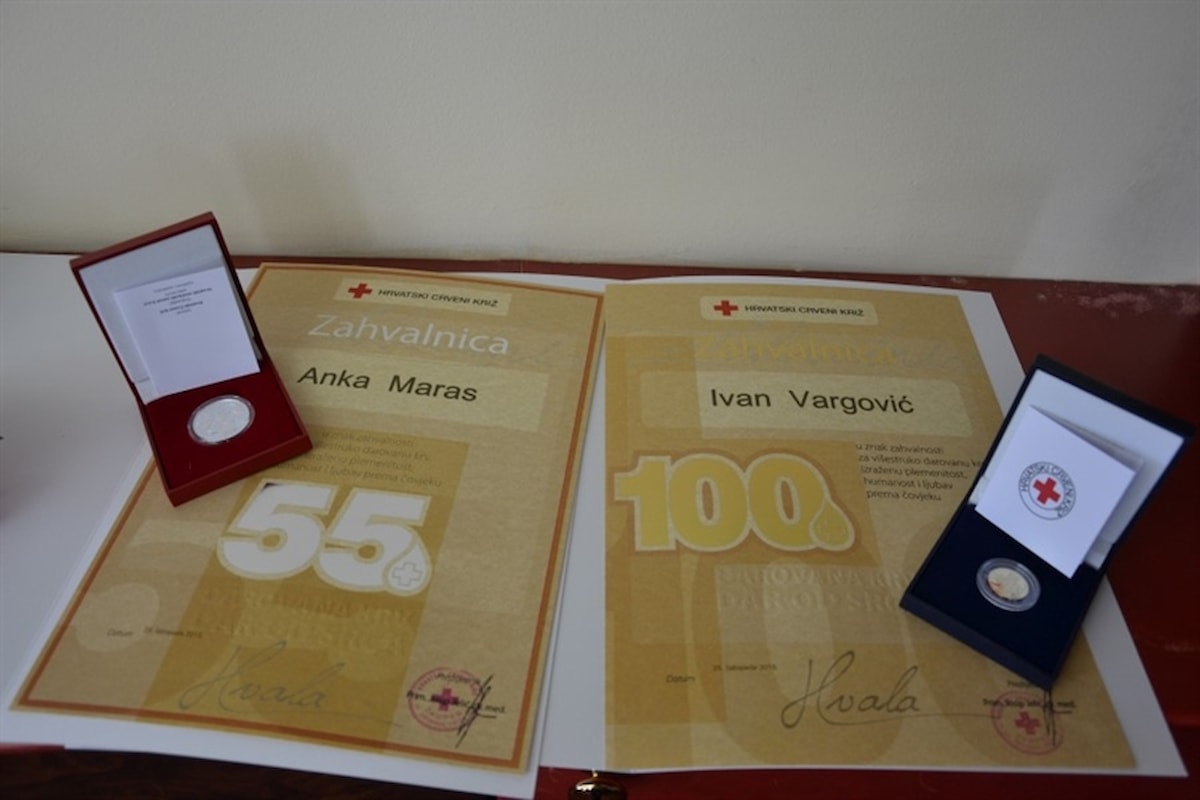 Uručena priznanja darivateljima krvi iz Šibensko-kninske županije